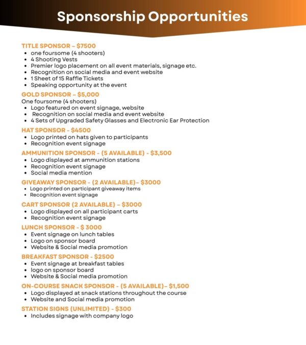 2026 A Day of Breaking Clays & Building Hope Sponsorships